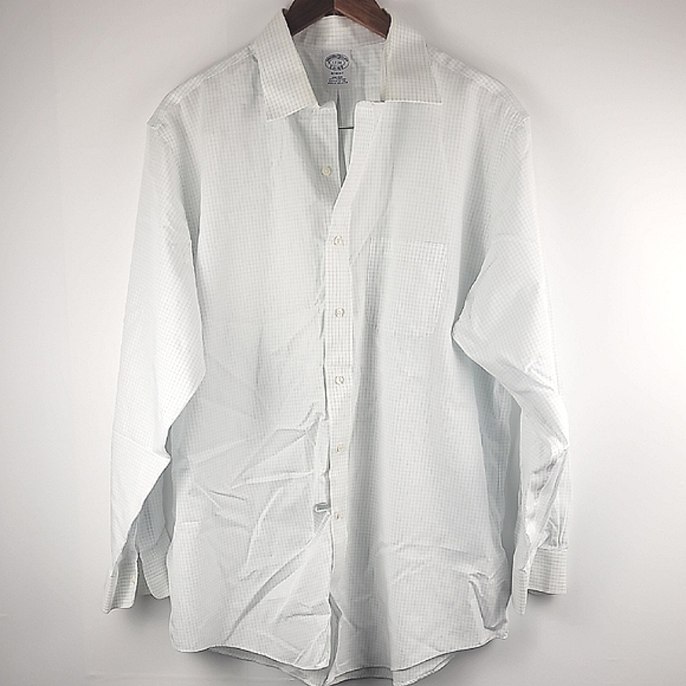 Brooks Brothers Plaid White Blue Dress Shirt